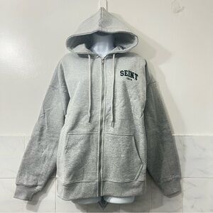 Seint Gray Fleece Full Zipped Oversized Hoodie Women’s XS Casual Athleisure Cozy